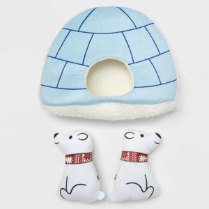 New Wondershop 3pc Polar Bear & Igloo Burrow Dog Toy Set 3pc